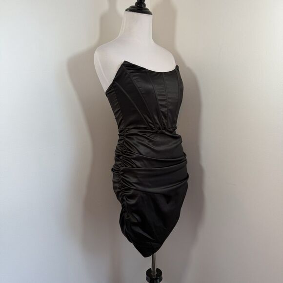 Windsor Dress Black Ruched Corset Boning S Whimsical Goth Grunge Halloween - Picture 3 of 9